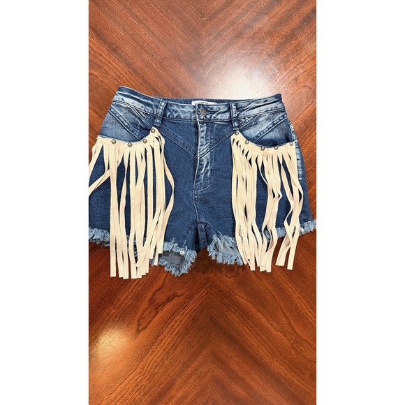 Crazy Train Pants - Crazy Train Women's Size S Fringe Denim Shorts Western Rodeo Boho Festival